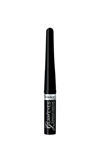 RIMMEL LONDON Siyah Eyeliner - Glam'Eyes Professional Liquid Eyeliner Black Glamour 3607344174083 - Resim 3