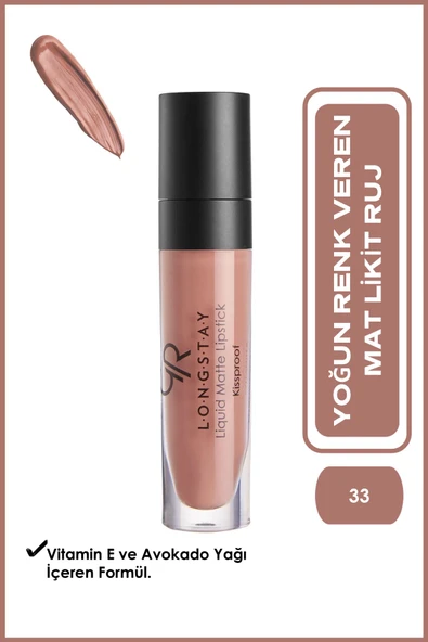 Golden Rose Longstay Liquid Matte Lipstick 33 Avokado Yağlı Kalıcı Likit Mat Ruj 5,5 ml ürün görseli 1