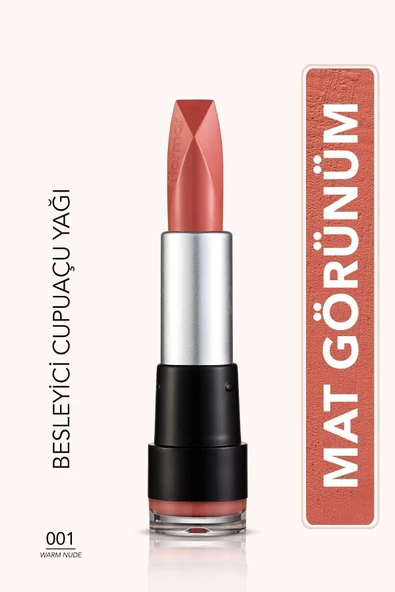 Flormar Yoğun Pigmentli Ultra Mat Ruj (SICAK TONLU NUDE) - Extreme Matte Lipstick - 001 - 8690604394890 ürün görseli 1