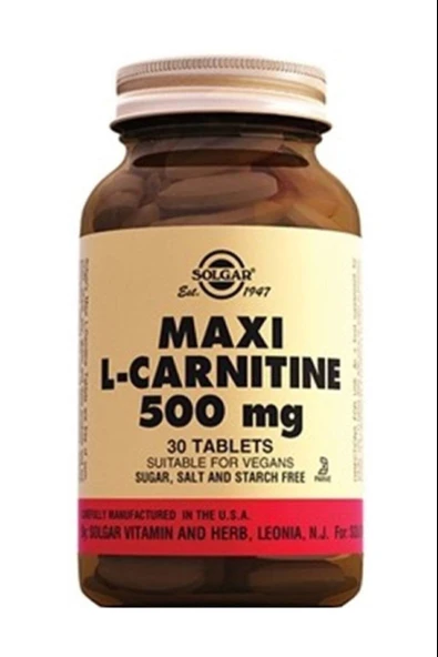 Solgar L-Carnitine 500 mg 30 Tablet ürün görseli 1