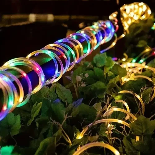 10 Metre 100 LED Solar RGB Işık Şeffaf Kablolu - Resim 5