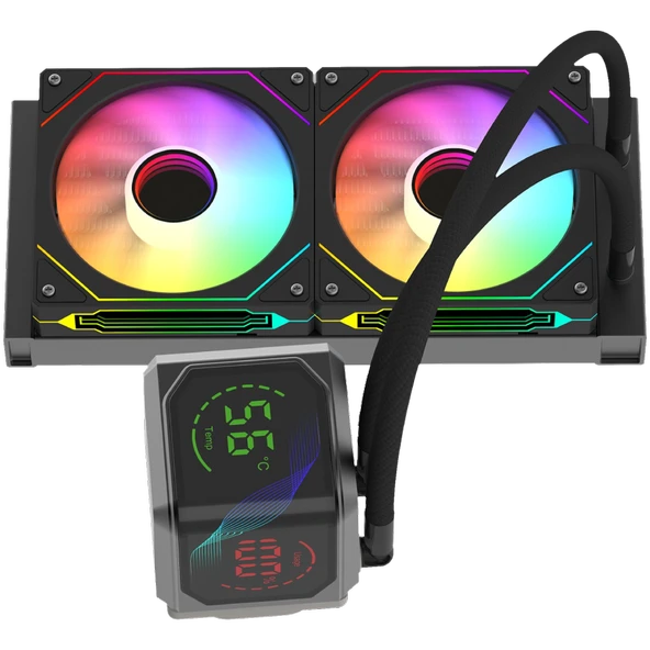 GameBooster SIGHT PRO 240B ARGB Curved Ekran 240mm Siyah İşlemci Sıvı Soğutucu GB-LCS-SP240B - Resim 3