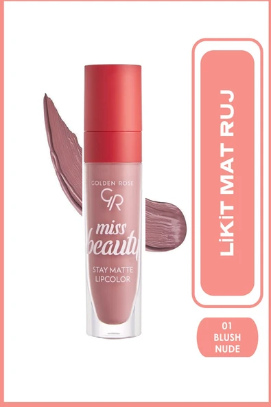 Golden Rose Miss Beauty Stay Matte Lipcolor 01 Blush Nude Kalıcı Likit Mat Ruj 5,5 ml ürün görseli 1
