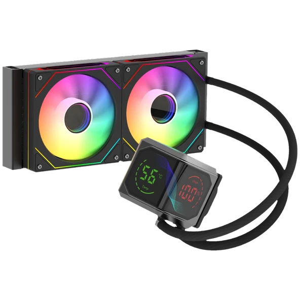 GameBooster SIGHT PRO 240B ARGB Curved Ekran 240mm Siyah İşlemci Sıvı Soğutucu GB-LCS-SP240B ürün görseli 1