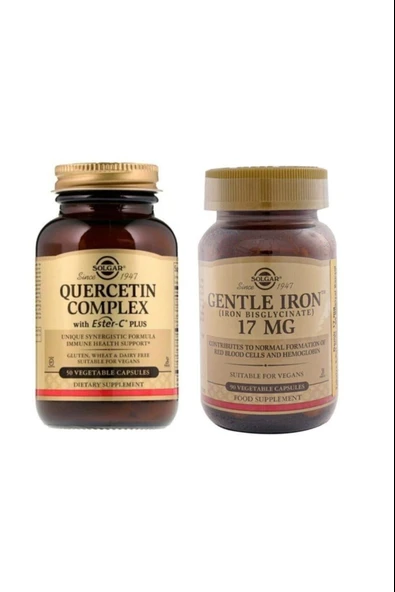 Solgar Quercetin Complex 50 Kapsül + Gentle Iron 17 Mg 90 Kapsül ürün görseli 1