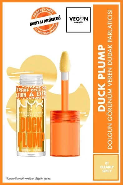 NYX Professional Makeup Duck Plump Dolgun Görünüm Veren Dudak Parlatıcısı - Şeffaf - 01 Clearly Spicy ürün görseli 1