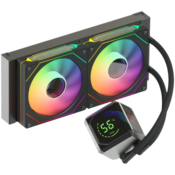 GameBooster SIGHT PRO 240B ARGB Curved Ekran 240mm Siyah İşlemci Sıvı Soğutucu GB-LCS-SP240B - Resim 4