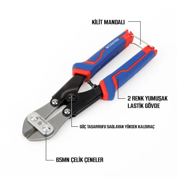 WORKPRO WP216001 200mm Profesyonel Tel Kesme Makası - Resim 2