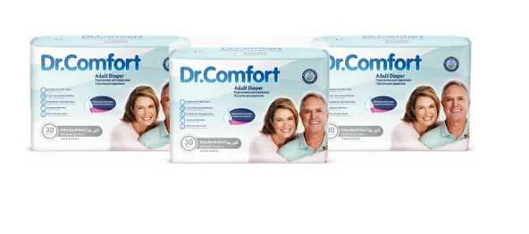Dr.Comfort Yetişkin Bel Bağlamalı Hasta Bezi Ekstra Large 30'Lu 3 Paket 90 Adet ürün görseli 1