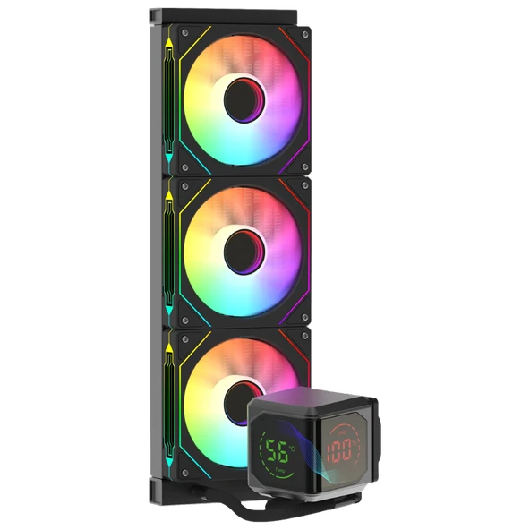 GameBooster SIGHT PRO 360B ARGB Curved Ekran 360mm Siyah İşlemci Sıvı Soğutucu GB-LCS-SP360B - Resim 2