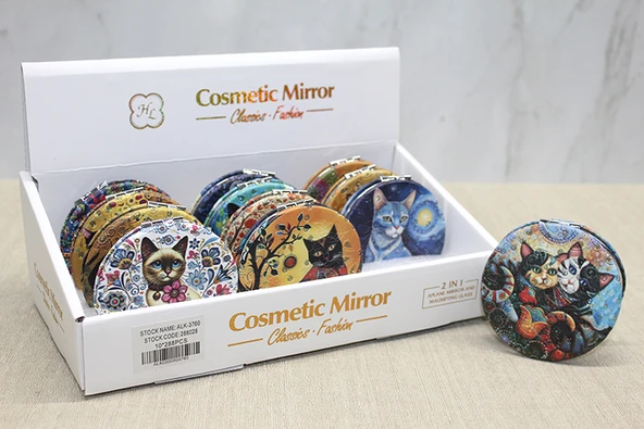 Kedi Taşlı El Aynası Yuvarlak İnce ürün görseli 1