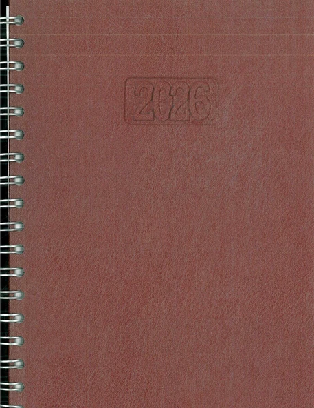 Sim 2026 Ajanda Bordo Spiralli Suni Deri 17x24 hafta sonları birleşik ürün görseli 1
