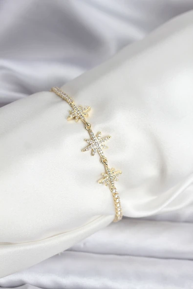 Kutup Yıldızı Model Zirkon Taşlı Gold Renk Su Yolu Kadın Bileklik ürün görseli 1