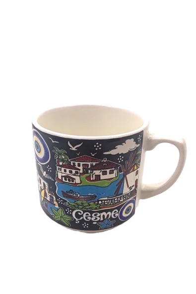 EL İŞÇİLİĞİ VE İZMİR TEMALI ÇİNİ KUPA - Resim 3