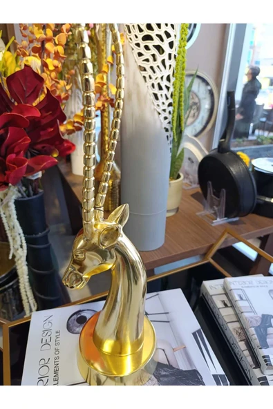 DEER HEAD GOLD 13X15X55 CM - Resim 4