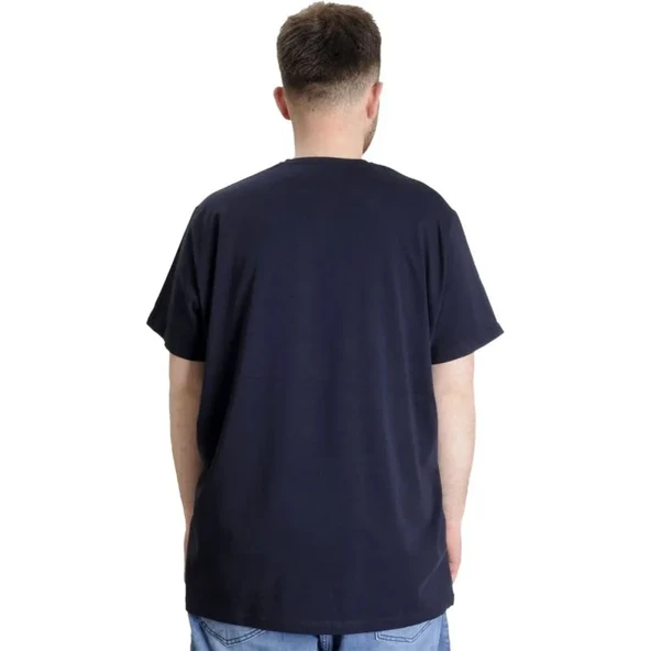 Büyük Beden T-Shirt V Yaka Likralı 20150 Lacivert - Resim 4