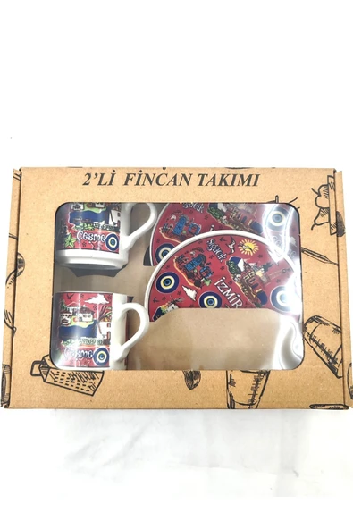 EL YAPIMI VE İZMİR TEMALI 2'Lİ FİNCAN TAKIMI - Resim 9