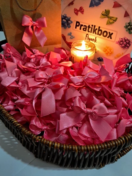 Pratikbox Fiyonk / Saten 2cm'lik / Hediyelik / Süsleme / Pembe Renk / 50 Adet ürün görseli 1