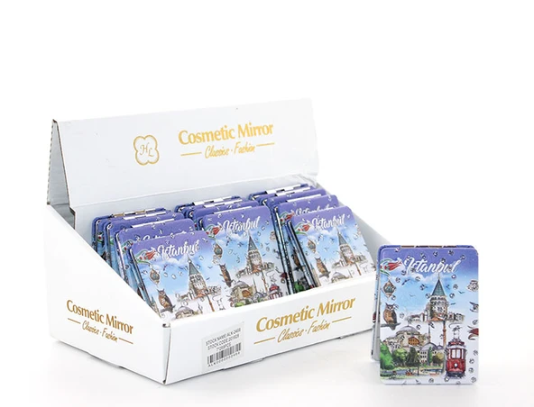 Taşlı İstanbul Tasarımı El Aynası İnce Model 24 ürün görseli 1