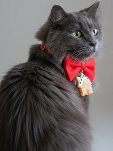 GingerHome Kedi Papyon Tasması | Kırmızı Fiyonk Boyun Aksesuarı | Noel Temalı Kedi Süsü - Resim 4