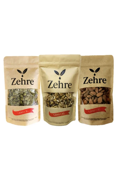 Zehre 3'lü Avantaj Paketi-3 250 gr Ceviz Içi + 250 gr Çiğ Badem Içi + 250 gr Çiğ Kabak Çekirdeği Içi ürün görseli 1