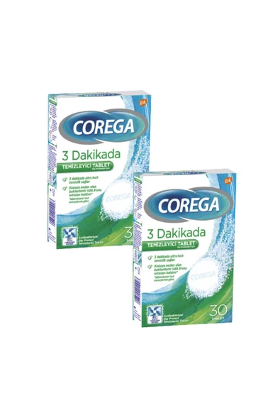 Corega 3 Dakikada Temizleyici 30 Tablet 2'li ürün görseli 1