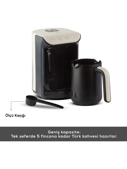 Karaca Hatır Köz Türk Kahve Makinesi Krem 5 Fincan Kapasiteli Bol Köpüklü - Resim 3