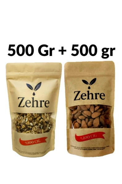 Zehre Büyük Boy Ikili - Çiğ Badem Içi 500 gr + Ceviz Içi 500 gr ürün görseli 1