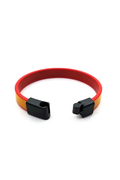 UNİSEX MIKNATIS KİLİTLİ SARI KIRMIZI DERİ BİLEKLİK - Resim 6