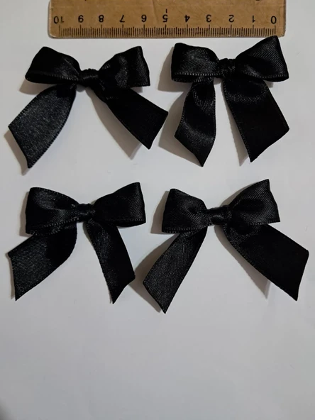 Pratikbox Fiyonk / Saten 2cm'lik / Hediyelik / Süsleme / Siyah Renk / 50 Adet - Resim 2