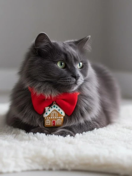 GingerHome Kedi Papyon Tasması | Kırmızı Fiyonk Boyun Aksesuarı | Noel Temalı Kedi Süsü - Resim 6