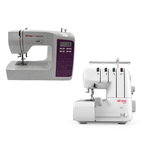 Elmas TR220 Elektronik Dikiş Makinesi (Mor) ve 328 Ev Tipi 4 İplik Overlok Makinesi ürün görseli 1