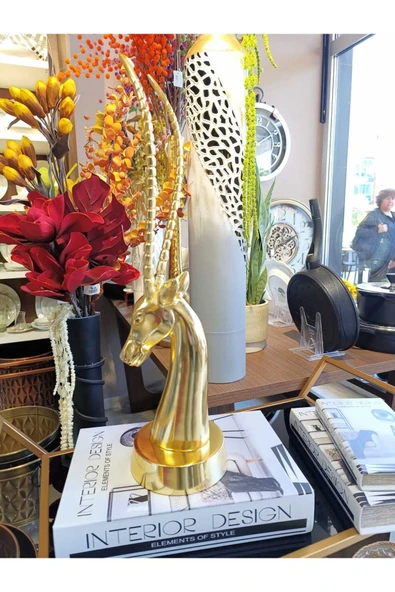 DEER HEAD GOLD 13X15X55 CM ürün görseli 1