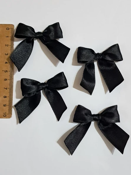 Pratikbox Fiyonk / Saten 2cm'lik / Hediyelik / Süsleme / Siyah Renk / 50 Adet - Resim 3