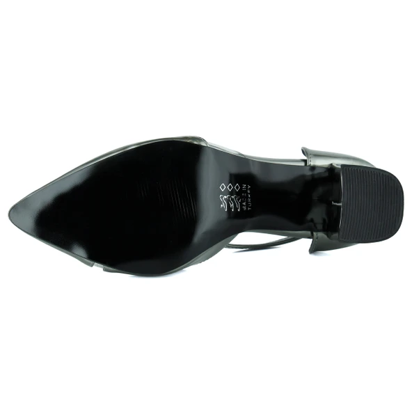 Erkan Saçmacı Aurora Platin Ayna Şeffaf Tasarım Sivri Burun Kalın Topuklu Klasik Ayakkabı - Resim 6