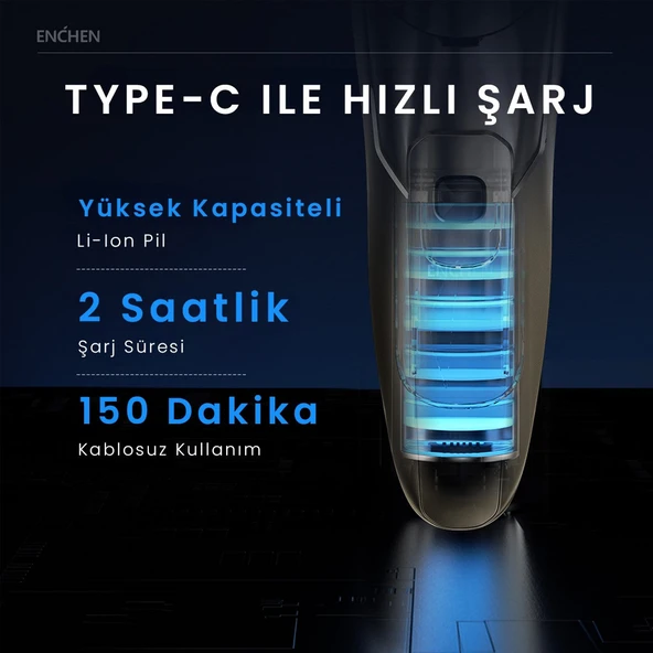 ENCHEN Steel 3S Döner Başlıklı Tıraş Makinesi - Resim 3