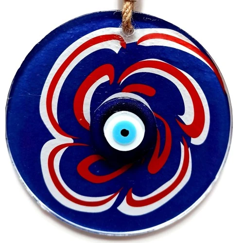 Nazar Boncuklu Lacivert Şeker Modelli Cam Duvar Süsü - Resim 2