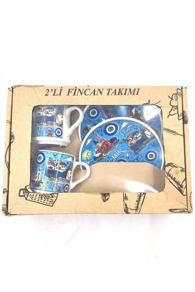 EL YAPIMI VE İZMİR TEMALI 2'Lİ FİNCAN TAKIMI - Resim 6