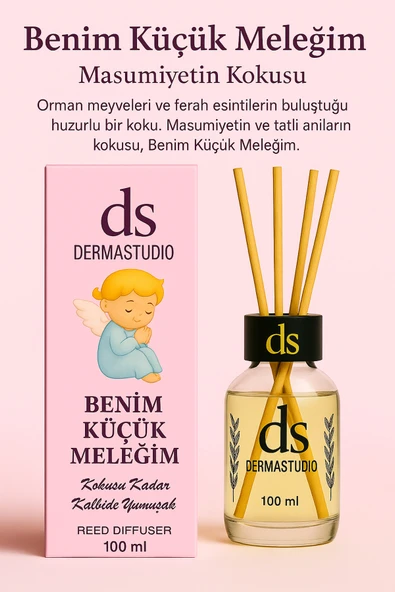 DERMASTUDİO Benim Küçük Meleğim (Pudramsı Bebek Kokusu) Premium Bambu Oda Kokusu 100 ml KIZ - Resim 2