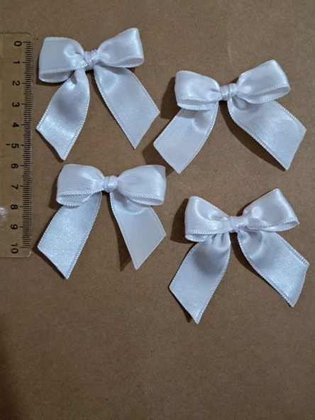 Pratikbox Fiyonk / Saten 2cm'lik / Hediyelik / Süsleme / Beyaz Renk / 50 Adet - Resim 2