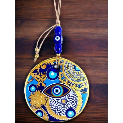 Çini Gold Desen Nazar Boncuklu Gözlü Duvar Süsü ürün görseli 1