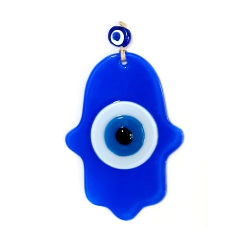 Nazar Boncuklu Mavi Renk Fatma Ana Bereket Eli Cam Duvar Süsü - Resim 3