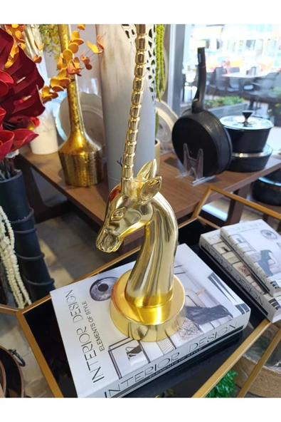 DEER HEAD GOLD 13X15X55 CM - Resim 6