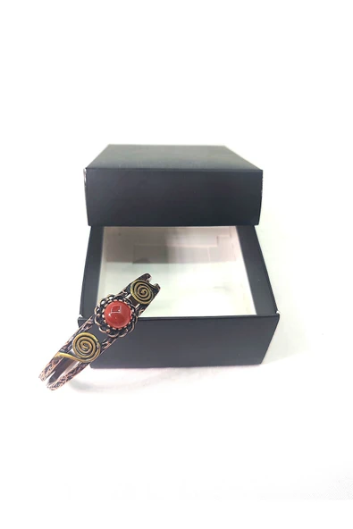 BAKIR BİLEKLİK, EL İŞÇİLİĞİ, ÖLÇÜSÜ AYARLANABİLİR DOĞALTAŞLI KADIN SAF BAKIR BİLEKLİK - Resim 9