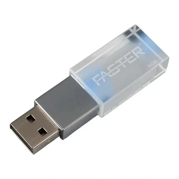 Faster 64 Gb Mimi Serisi Usb 3.0 Yüksek Hızlı Mavi Işıklı Metal Flash Bellek ürün görseli 1