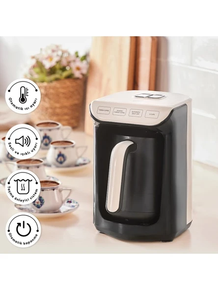 Karaca Hatır Köz Türk Kahve Makinesi Krem 5 Fincan Kapasiteli Bol Köpüklü - Resim 2