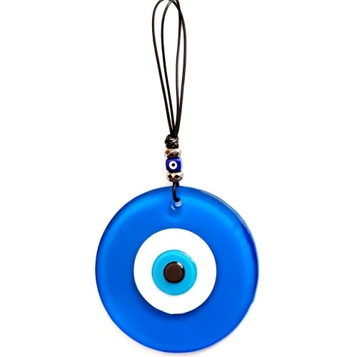 Deri İpli Nazar Boncuklu Tasarım Harikası Mavi Duvar Süsü - Resim 2