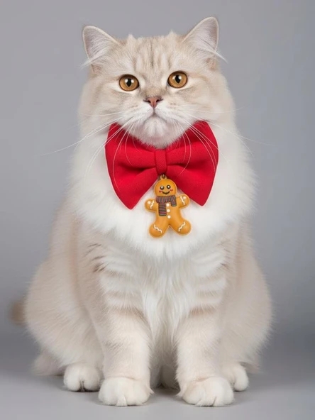 Kurabiye Adam Kedi Papyon Tasması | Kırmızı Fiyonk Boyun Aksesuarı | Noel Temalı Kedi Süsü ürün görseli 1