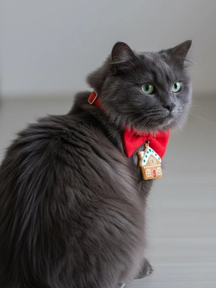 GingerHome Kedi Papyon Tasması | Kırmızı Fiyonk Boyun Aksesuarı | Noel Temalı Kedi Süsü - Resim 2