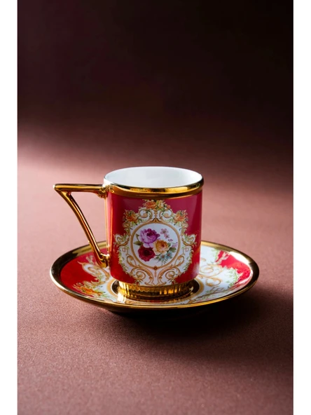 Acar ACA SHP8262 Desenli Porselen Kahve Seti 6'lı ürün görseli 1